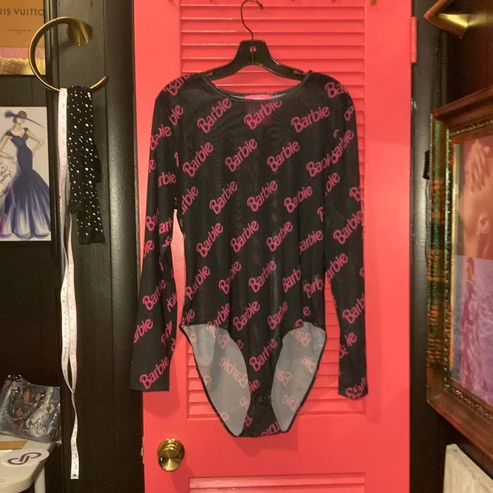 Barbie logo bodysuit sheer & stretchy size 2x forever 21 brand - Picture 1 of 5